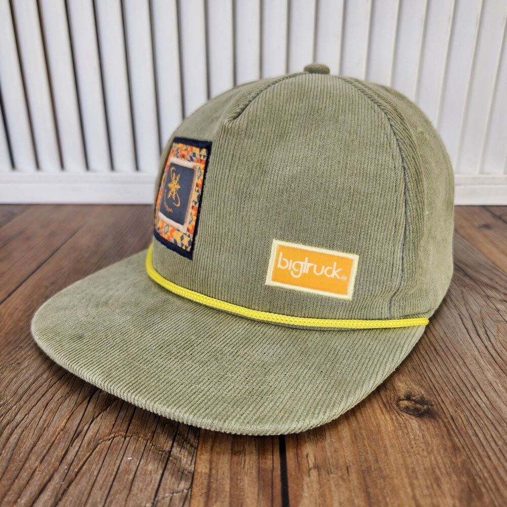 Big Truck Bridger Bowl Corduroy Hat Green Snapback Rope Cap Ski Bum River Rat